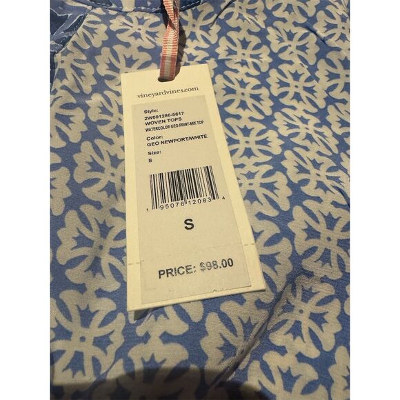 Vineyard Vines Women's S Multicolor Geometric Print Blouse Long Sleeve - Picture 3 of 3